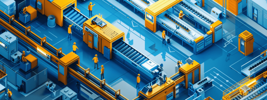 isometric image of an assembly line